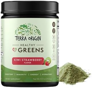 Terra Origin Healthy Greens Powder Supplement Superfood Digestive Enzyme & Probiotic Blends Immune Gut And Digestive Support For Women Tropical Passion Fruit (30 Servings)