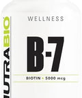 Nutrabio Biotin (Vitamin B7) Supplement 5000Mcg May Help Promote Healthy Hair Skin And Nails 90 Vegetable Capsules