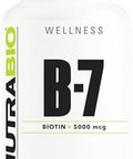 Nutrabio Biotin (Vitamin B7) Supplement 5000Mcg May Help Promote Healthy Hair Skin And Nails 90 Vegetable Capsules