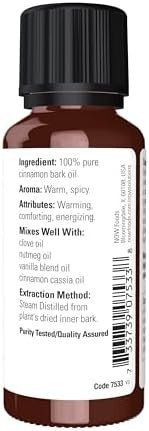 Now Essential Oils Cinnamon Bark Oil Warming Aromatherapy Scent Steam Distilled 100% Pure Vegan Child Resistant Cap 1Ounce