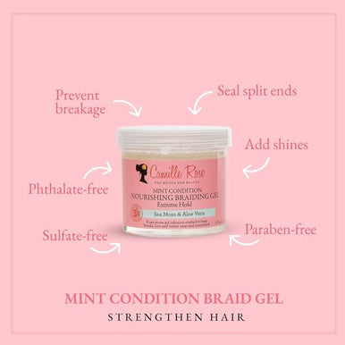 Camille Rose Mint Condition Braid GelWith Aloe And Sea MossFor MoistureShineAnd Curly To Coily Hair Types12 Oz