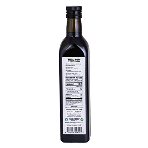 Avohass Mexico USDA Organic Certified Extra Virgin Avocado Oil 16.9 fl oz Bottle