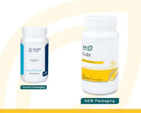Klaire Labs Sfi Health Coqh - Hypoallergenic 100 Milligrams Reduced Coenzyme Q10 As Ubiquinol Solubilized In D-Limonene Oil For Mitochondrial Support (60 Softgels)