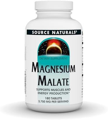 Source Naturals Magnesium Malate - 3750Mg Per Serving - Essential Magnesium Malic Acid Supplement - 180 Tablets