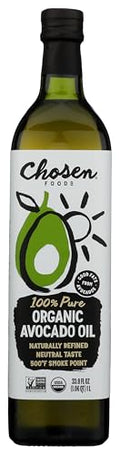 Chosen Foods Organic Avocado Oil, 33.8 Fl Oz - All Purpose Cooking Oil made from 100% Pure Avocados - Non-GMO, Gluten-Free, Keto Friendly, Glyphosate Free - 1 Liter (Pack Of 1)
