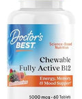 Doctor'S Best Chewable Fully Active Methyl B12 Methylcobalamin Energy Memory & Mood Support Nongmo Gluten Soy Vegan 60 Tablets