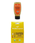 Bundle - Wedderspoon Raw Premium Manuka Honey KFactor 16 Squeeze Bottle (12 Oz) and Manuka Honey Drops, Lemon & Bee Propolis (4 Oz)