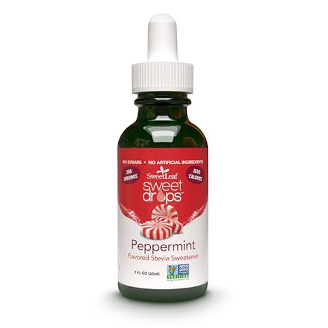 SweetLeaf Sweet Drops Flavored Stevia Liquid Sweetener Organic Stevia Extract Zero Calories Gluten Free Keto Friendly Non GMO Natural Flavor Sugar Alternative Peppermint 2 Fl Oz (Pack of 1)