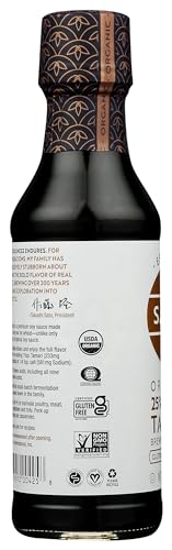 San-J - Organic Gluten Free Tamari Soy Sauce with 25% Less Sodium - Specially Brewed - Made with 100% Whole Soy - 10 oz. Bottle