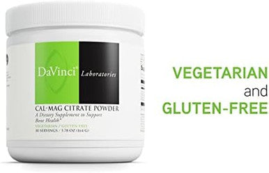 Davinci Labs Calmag Citrate Powder Supports Bone Health Dietary Supplement With Vitamin D2 Magnesium & Calcium Vegetarian Gluten 30 Servings