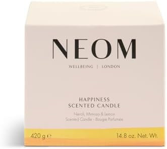 Neom Happiness Scented Candle 3 Wick Essential Oil Aromatherapy Candle Neroli Mimosa & Lemon Scent To Make You Happy