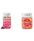 Olly Ultra Strength Prenatal Multivitamin Softgels Supports Healthy Growth Brain Development & Probiotic Prebiotic Gummy Digestive Support And Gut Health 500 Million Cfus Fiber