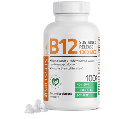 Bronson Vitamin B12 Sustained Release Non-GMO - 1,000 mcg 100 Count