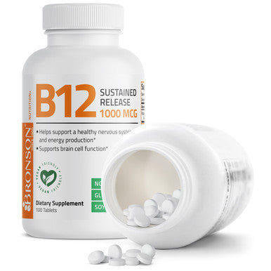 Bronson Vitamin B12 Sustained Release Non-GMO - 1,000 mcg 100 Count