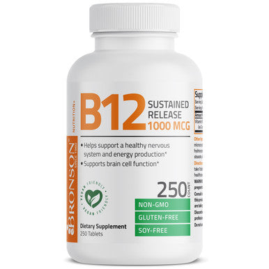 Bronson Vitamin B12 Sustained Release Non-GMO - 1,000 mcg 250 Count