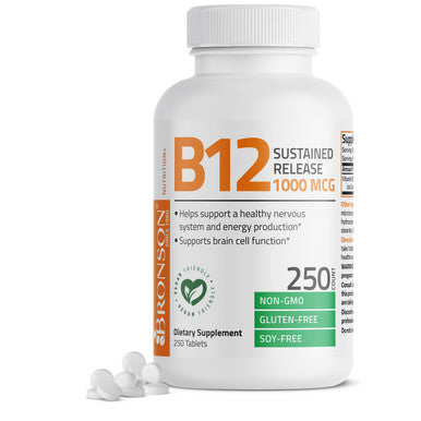 Bronson Vitamin B12 Sustained Release Non-GMO - 1,000 mcg 250 Count