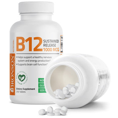 Bronson Vitamin B12 Sustained Release Non-GMO - 1,000 mcg 250 Count