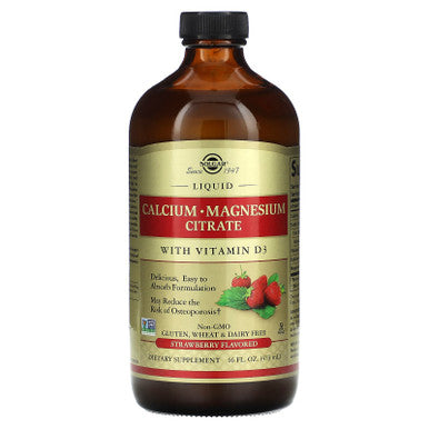 Solgar Liquid Calcium Magnesium With Vitamin D3 Strawberry 16 Oz
