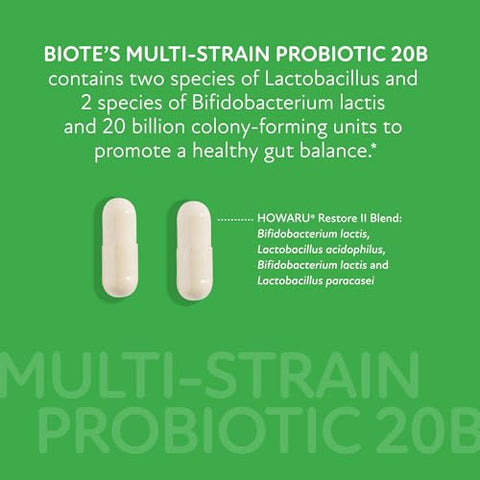 Biote Nutraceuticals - Multi-Strain Probiotic 20B - Gut Digestive (30 Capsules)