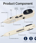Leawell Electronic Acupuncture Meridian Pen Electric Acupoints Finder Acupressure Point Therapy Tool For Pain Relief With 3 Massage Heads Rechargeable