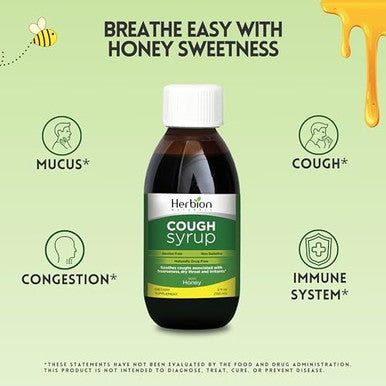 Herbion Naturals Cough Syrup With El Jarabe Para La Tos Con Miel Naturally Tasty Soothes Throat Green Honey 5 Fl Oz