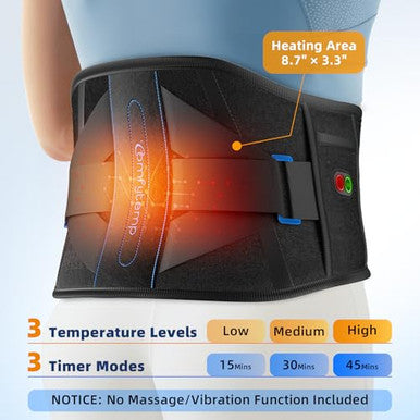 Comfytemp Cordless Heating Pad With Back Brace For Lower Back Fsa Eligible Hsa Portable Wireless Wearable Heated Rechargeable Lumbar Support Fathers Day Dad s 3 Heat 3 Timer 52""(No Massage)