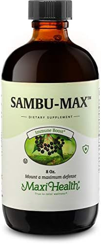 Maxi Health Kosher Sambumax Sambucus Elderberry Syrup Supplement (8 Fl. Oz.) Immune System Booster Pure Concentrated Support Vegetarian And Kosher