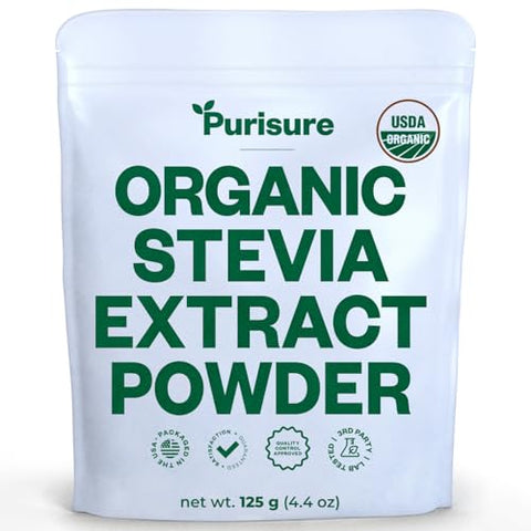 Organic Stevia Extract Powder125 g Zero Calorie Pure Stevia Extract Concentrated Powder Sweetener for Baking and Beverages No Aftertaste NonGMO Keto Friendly 892 Servings