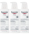 Eucerin Baby Unscented Baby Shampoo And Body Wash Hypoallergenic Tear Free Shampoo And Wash With Pro-Vitamin B5 And Shea Butter 13.5 Fl Oz Bottle 3 Pack