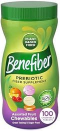 Benefiber Chewable Prebiotic Fiber Supplement Tablets For Digestive Health, Assorted Fruit Flavors - 100 Count
