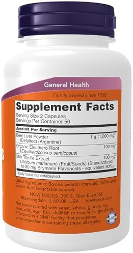 Now Foods Supplements Liver Caps With Milk Thistle And Eleuthero Supports Liver Health 100 Capsules