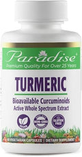 Paradise Organic Turmeric Rhizome 4:1 Extract Active Whole Spectrum Extract Super Potent Ultra Pure Vegan Nongmo Gluten 90 Vegetarian Capsules
