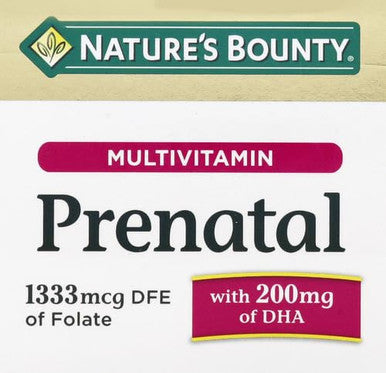 Nature's Bounty Prenatal Multivitamin Supports Baby'S Healthy Growth And Development With 200Mg Dha 60 Softgels