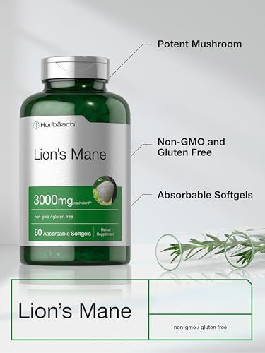 Horbaach Lions Mane Mushroom Supplement 80 Softgel