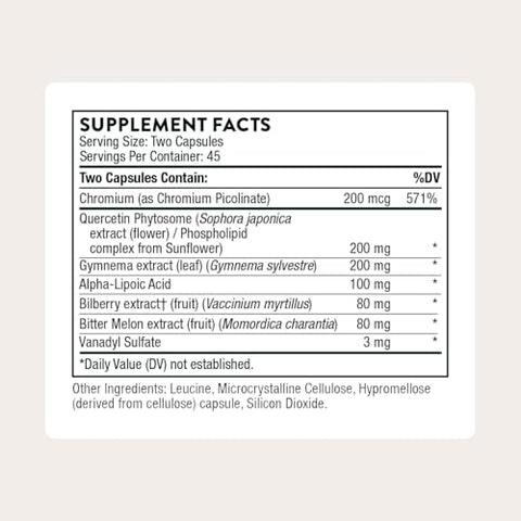Thorne - Diabenil - Support For Maintaining Health - With Chromium Ala And Quercetin Phytosome 90 Capsules