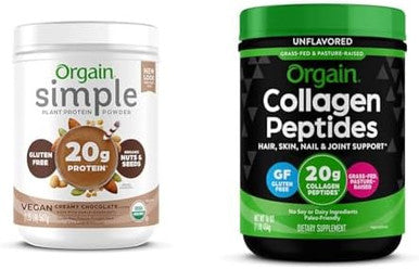 Orgain Organic Simple Vegan Protein Powder Chocolate 1.25Lb Hydrolyzed Collagen Peptides Powder Unflavored 1Lb