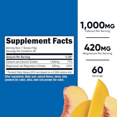 Nutricost Calcium Magnesium Powder (Fruit Punch 60 Servings) Bone Support Nongmo Gluten (From Calcium Citrate And Magnesium Citrate)