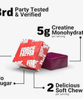 Force Factor Legendary Creatine Chews 5G Creatine Monohydrate Build Muscle Improve Strength & Recovery Support Memory & Cognitive Function Sugar Berry Blast 60 Soft Chews