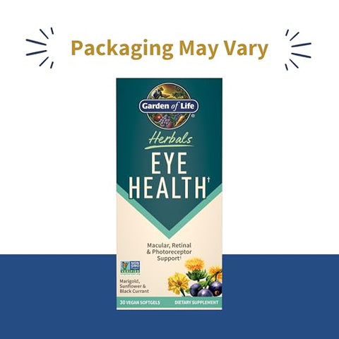 Garden Of Life Herbals Eye Health Supplement With Sunflower & Safflower Oil Lutein Zeaxanthin & Black Currant For Dry Eyes & Healthy Vision Support Non-Gmo Gluten-Free Berry Flavor 30 Servings
