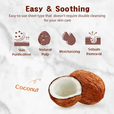 Purederm Coconut Essence Mask (12 Pack) - Coconut Extracts, Collagen, And Vitamin E To Make Your Skin Smooth And Clear