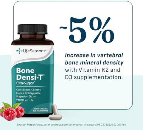 LifeSeasons Bone DensiT Osteo and Calcium Support Bone Mineral Density Pliability and Healing Skeletal Strength and Tissue Production Calcium Magnesium and Vitamin D 120 Capsules