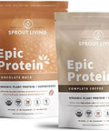 Sprout Living Epic Protein Bundle Chocolate Maca & Complete Coffee (20G Organic Plantbased Protein Powder Vegan Gluten Superfoods) 1Lb 12 Servings