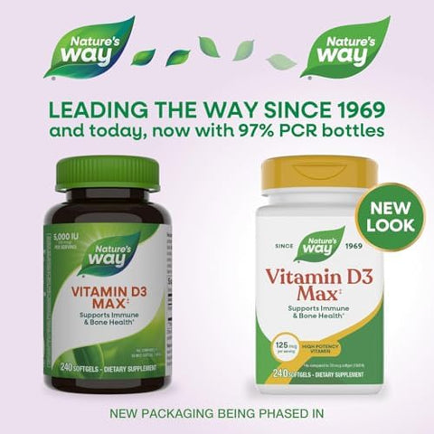 NatureS Way Vitamin D3 Max Supports Healthy Bones And Teeth Supports Immune Health 125Mcg Per Serving 240 Softgels