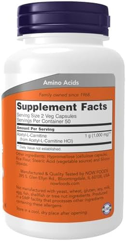 Now Foods Acetyl Lcarnitine 500 Mg 100 Caps