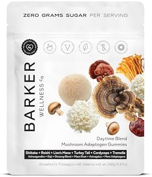 Barker Wellness Co Daytime & Nighttime Mushroom Gummies Bundle Sugar Vegan With Reishi Lion'S Mane Cordyceps Focus Energy Relaxation & Sleep Support 120 Count