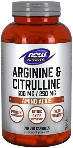 Now Sports Nutrition Arginine & Citrulline 500 Mg/ 250 Mg Amino Acids 240 Veg Capsules