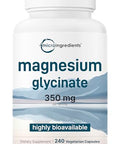 Micro Ingredients Magnesium Glycinate 350Mg Per Serving 240 Veggie Capsules Potent Elemental Form 100 Chelated Highly Bioavailable Healthy Muscle Bones & Mood Support Supplement Non-Gmo