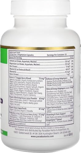 Paradise Herbs Earth'S Blend Calcium Magnesium + Zinc D3 K2 & Boron Supports Bone Health Vegan Nongmo Gluten 90 Vegetarian Capsules