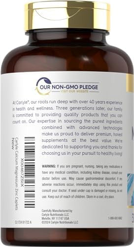 Carlyle Calcium Magnesium Zinc 300 Caplets Vegetarian, Non-Gmo, Gluten Supplement