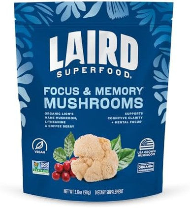Laird Superfood Organic Focus And Memory Mushroom Blend With Lion'S Mane Ltheanine And Coffee Berry 3.17 Oz. Bag Pack Of 1
